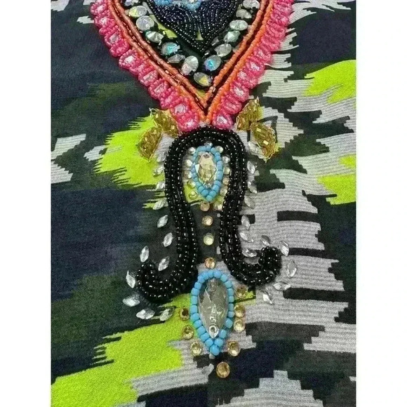 Lucky & Coco Medium Tunic Beach Wear Swim Cover Up Heavily Beaded Embellished - Picture 5 of 13